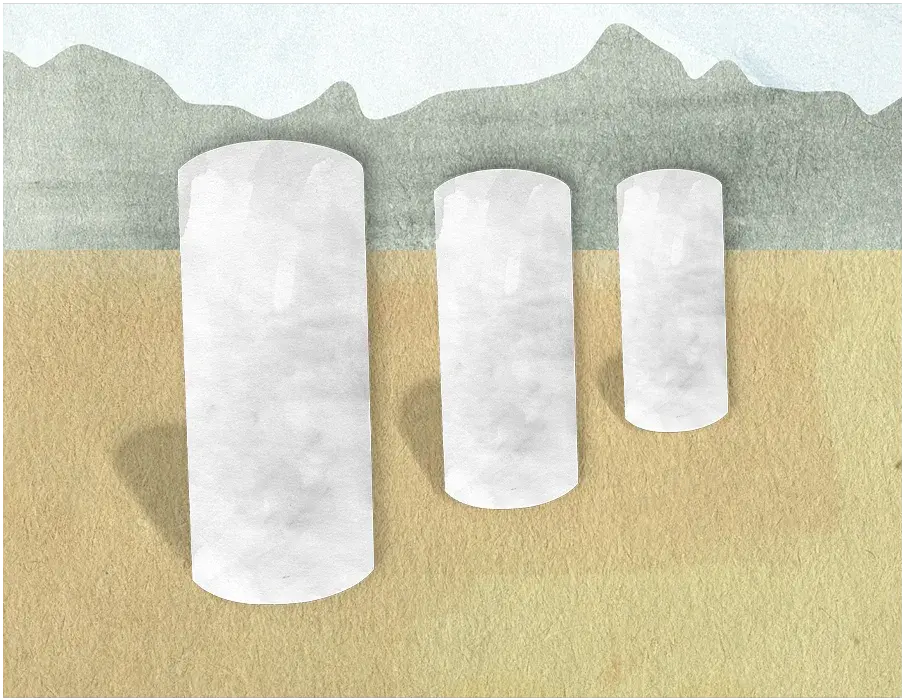 An illustration of the Jamarat stone pillars